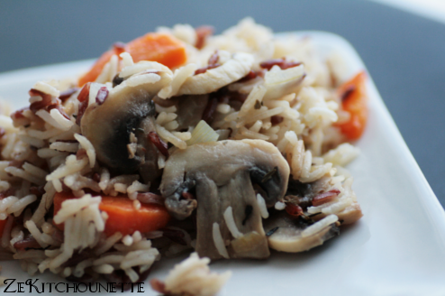 riz sauvage champignons, carottes, thym