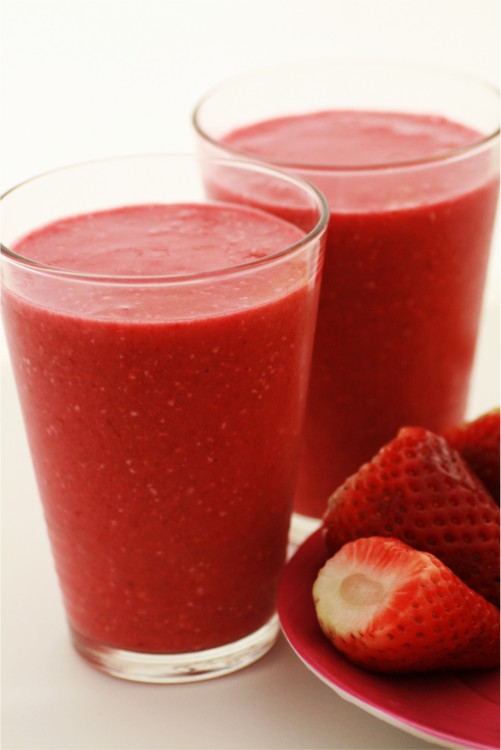 smoothie fraises et framboises rouge