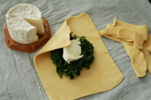 feuilletés épinards brebille en préparation fermés